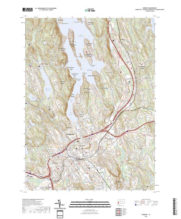 US Topo 7.5-minute map for Danbury CT