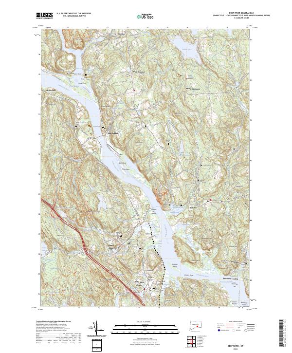 US Topo 7.5-minute map for Deep River CT