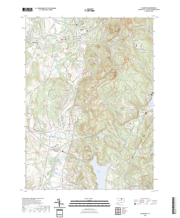 US Topo 7.5-minute map for Ellington CT