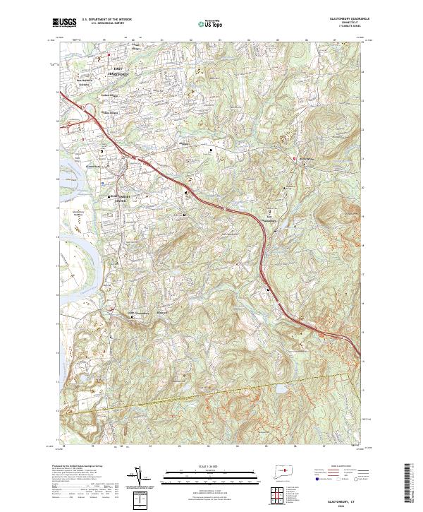 US Topo 7.5-minute map for Glastonbury CT