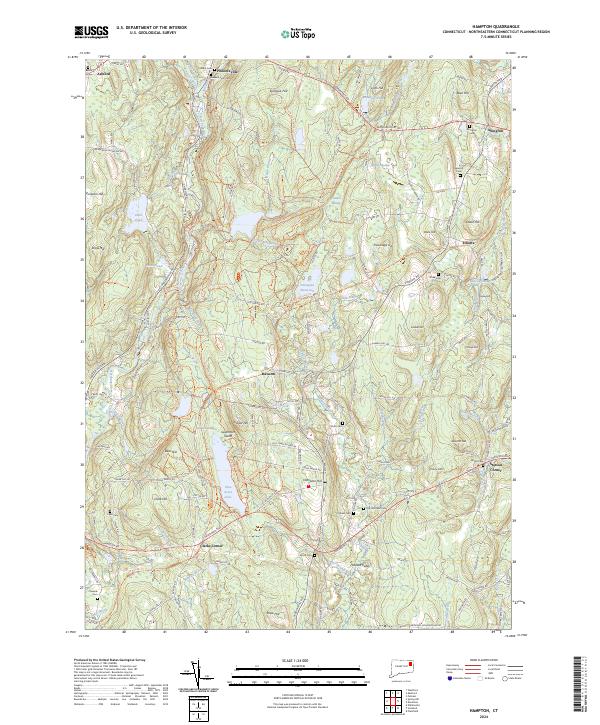US Topo 7.5-minute map for Hampton CT – American Map Store