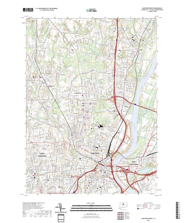US Topo 7.5-minute map for Hartford North CT