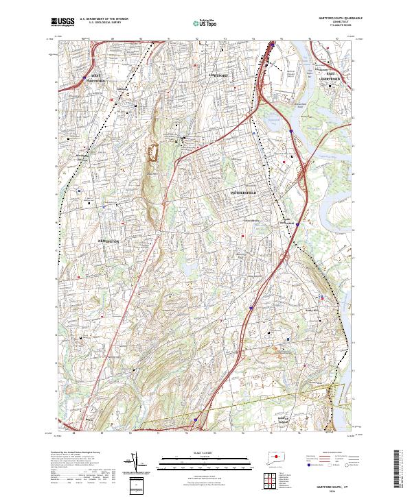 US Topo 7.5-minute map for Hartford South CT