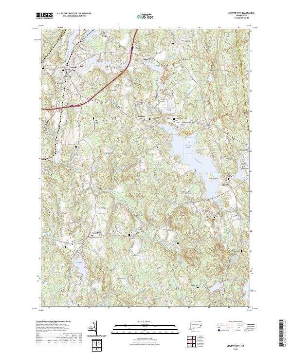 US Topo 7.5-minute map for Jewett City CT