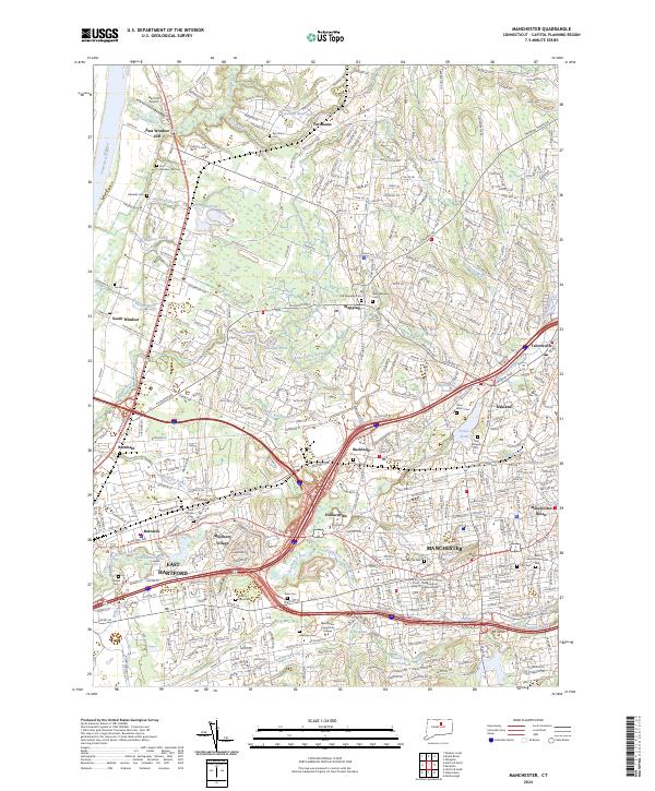US Topo 7.5-minute map for Manchester CT