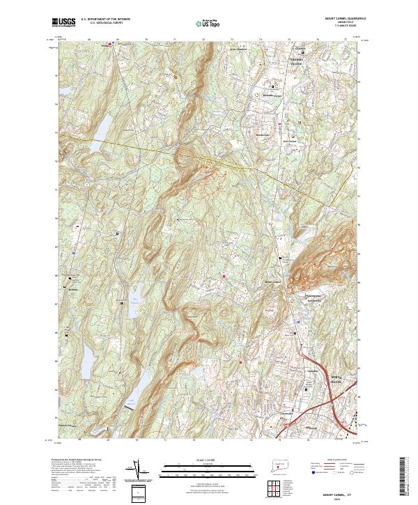 US Topo 7.5-minute map for Mount Carmel CT