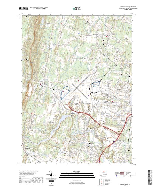 US Topo 7.5-minute map for Windsor Locks CT