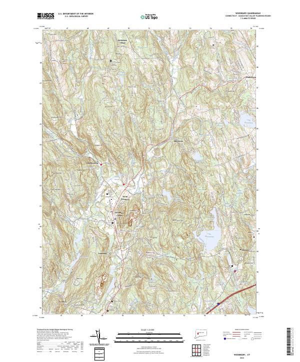 US Topo 7.5-minute map for Woodbury CT