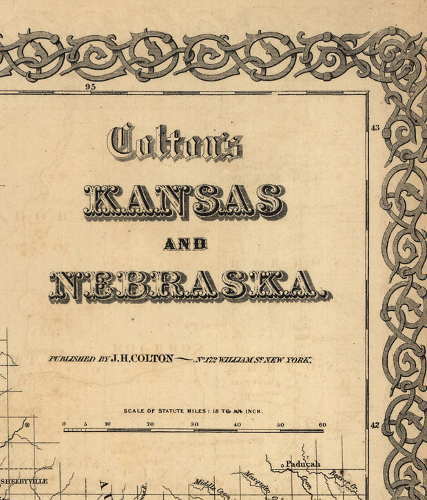 Colton's Kansas & Nebraska, 1855