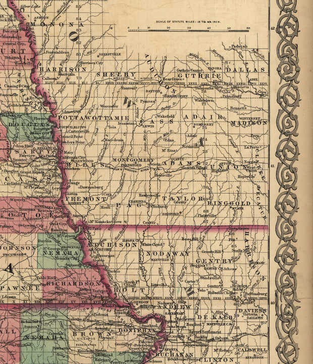 Colton's Kansas & Nebraska, 1855