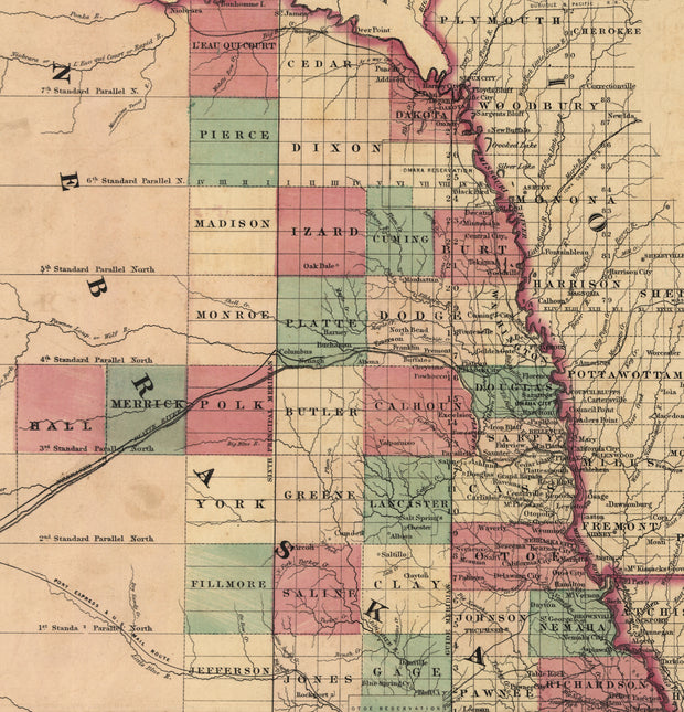 Colton's Kansas & Nebraska, 1855