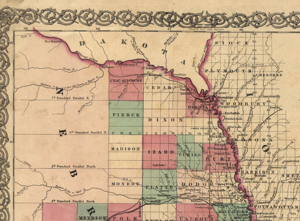 Colton's Kansas & Nebraska, 1855