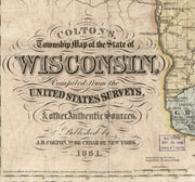 Colton's Township Map of the State of Wisconsin, 1851