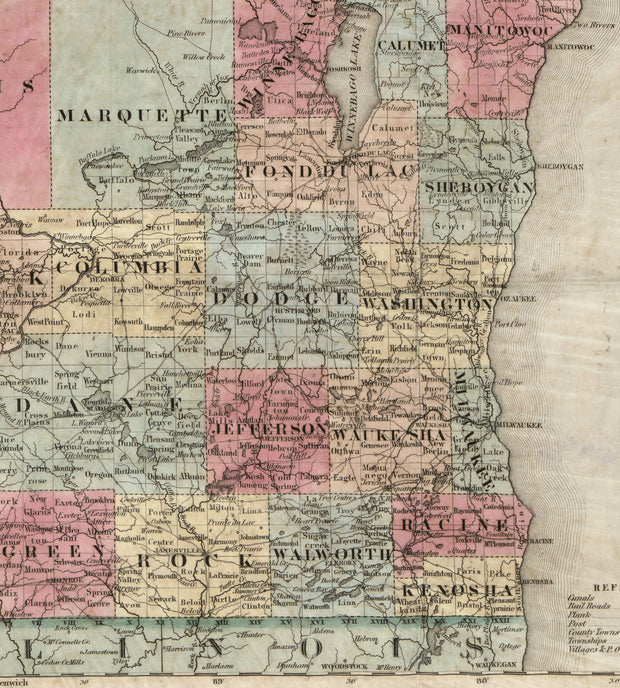 Colton's Township Map of the State of Wisconsin, 1851
