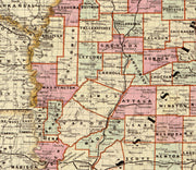 Cram's Railroad & Township Map of Mississippi, 1878