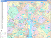 Colorcast Zip Code Style Wall Map of Washington, DC by Market Maps