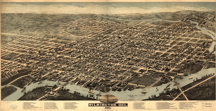 Birdseye View of Wilmington Delaware, 1874