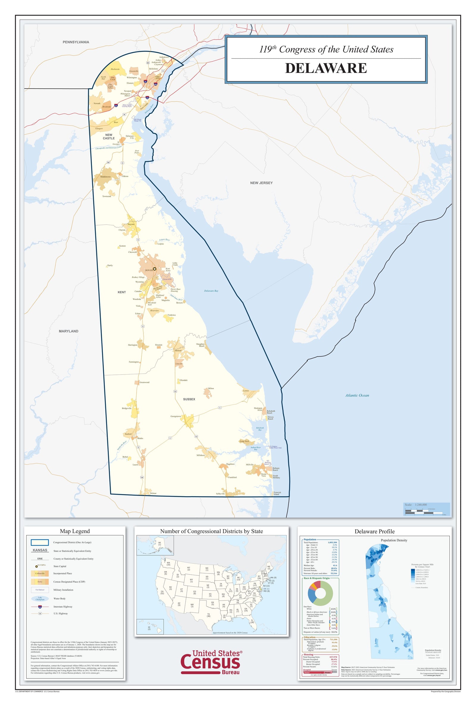 Delaware Congressional District Wall Map