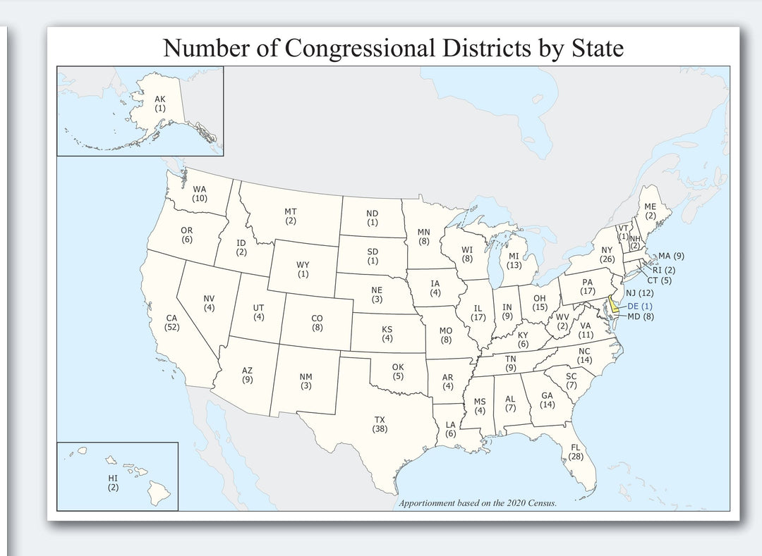 Delaware Congressional District Wall Map