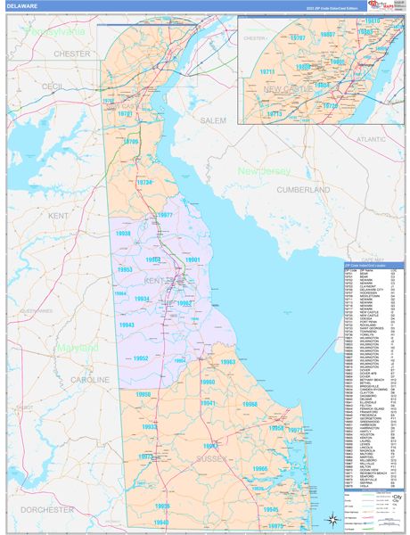 Color Cast Style Delaware Wall Map by Market Maps