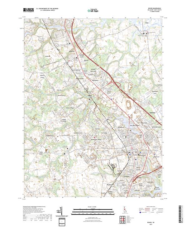 Dover Base Map US Topo 7.5-minute map for Dover DE – American Map Store