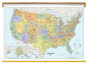 Classic US and World Map Classroom Pull Down 2 Map Bundle