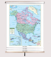 3-Map Western Hemisphere Spring Roller Pulldown Set - Primary Level, by Kappa Map Group