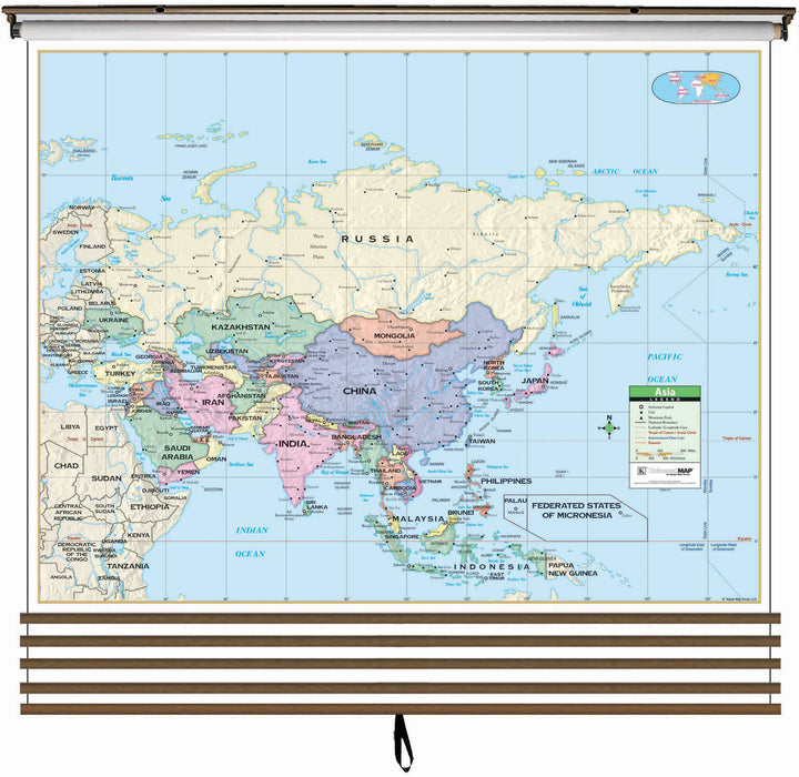 7-Map Continent Spring Roller Pulldown Set - Primary Level, by Kappa Map Group