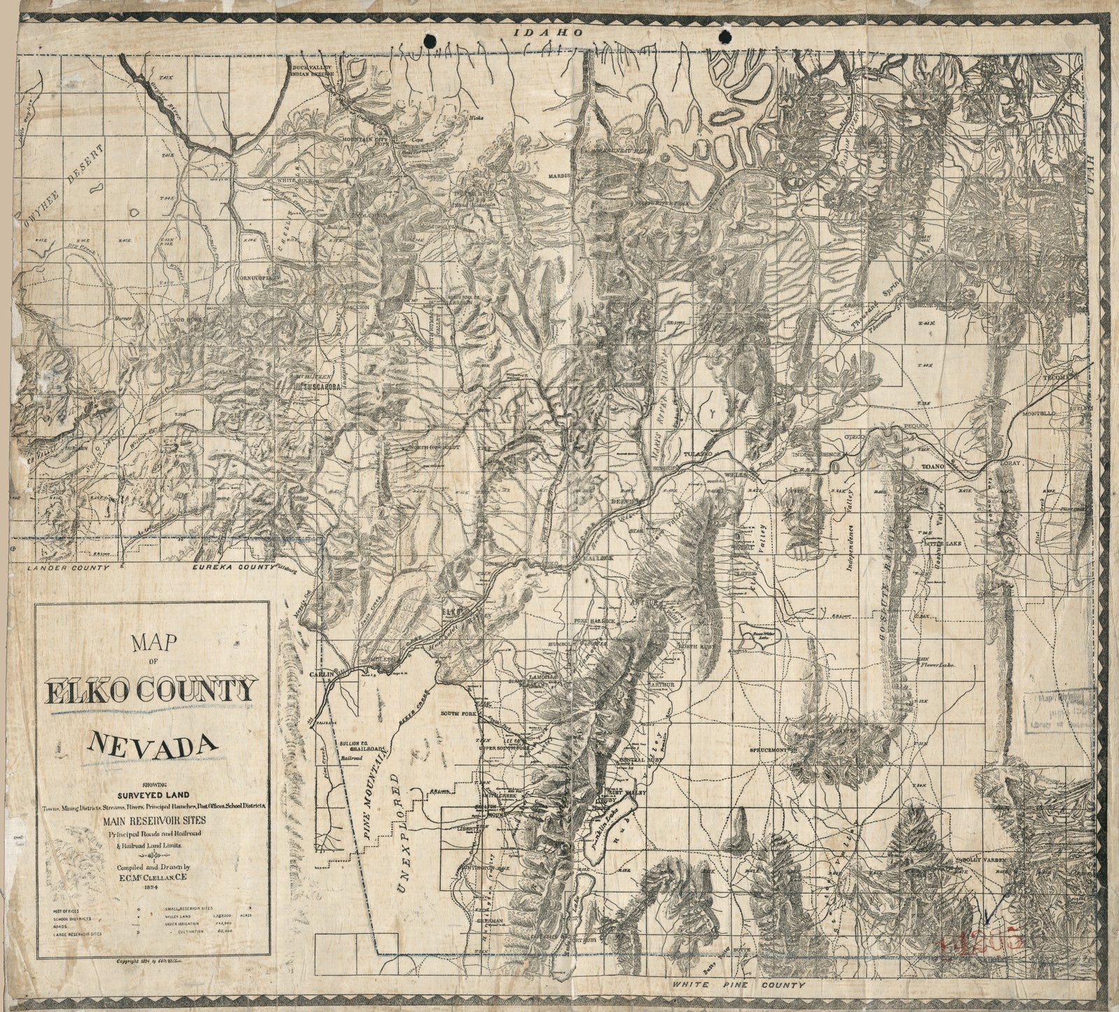 Map of Elko County, Nevada, 1894