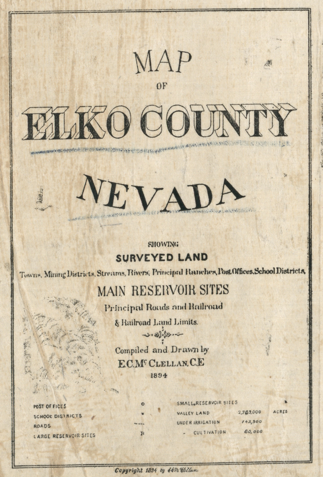 Map of Elko County, Nevada, 1894