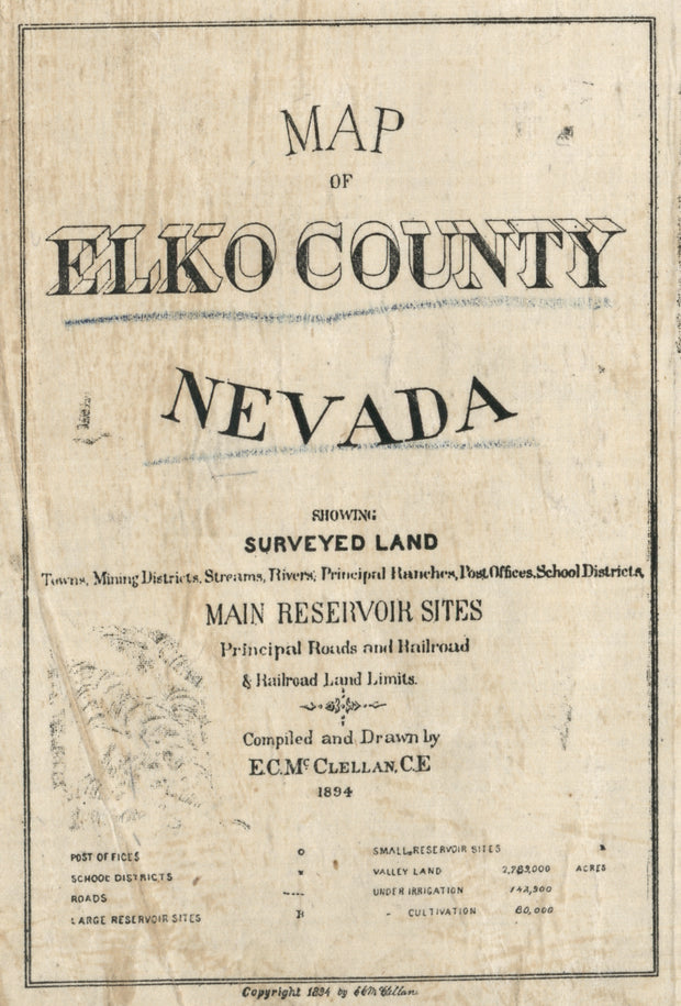 Map of Elko County, Nevada, 1894