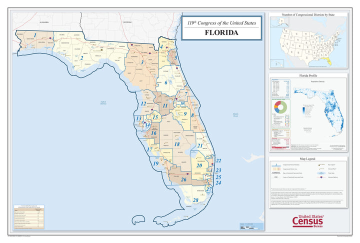 Florida Congressional District Wall Map