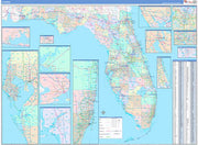 Color Cast Style Florida Wall Map by Market Maps