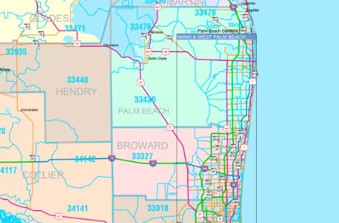 Color Cast Style Florida Wall Map by Market Maps