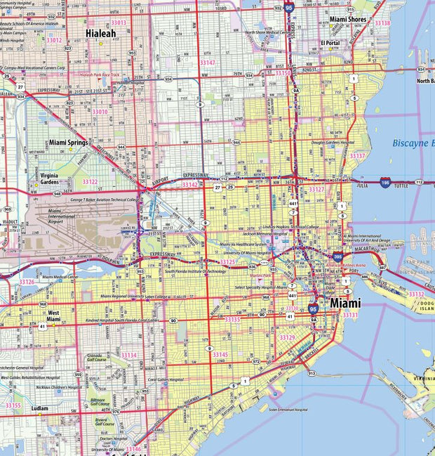 Miami and South Florida Metro Area Wall Map