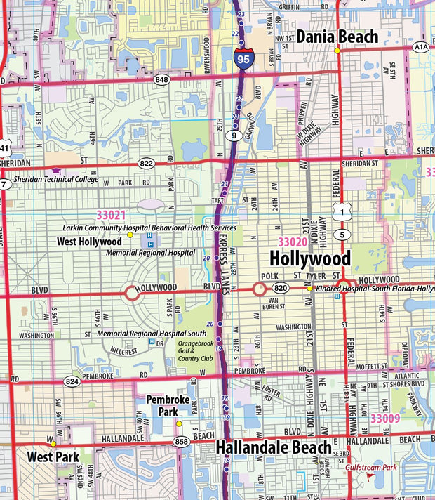 Miami and South Florida Metro Area Wall Map