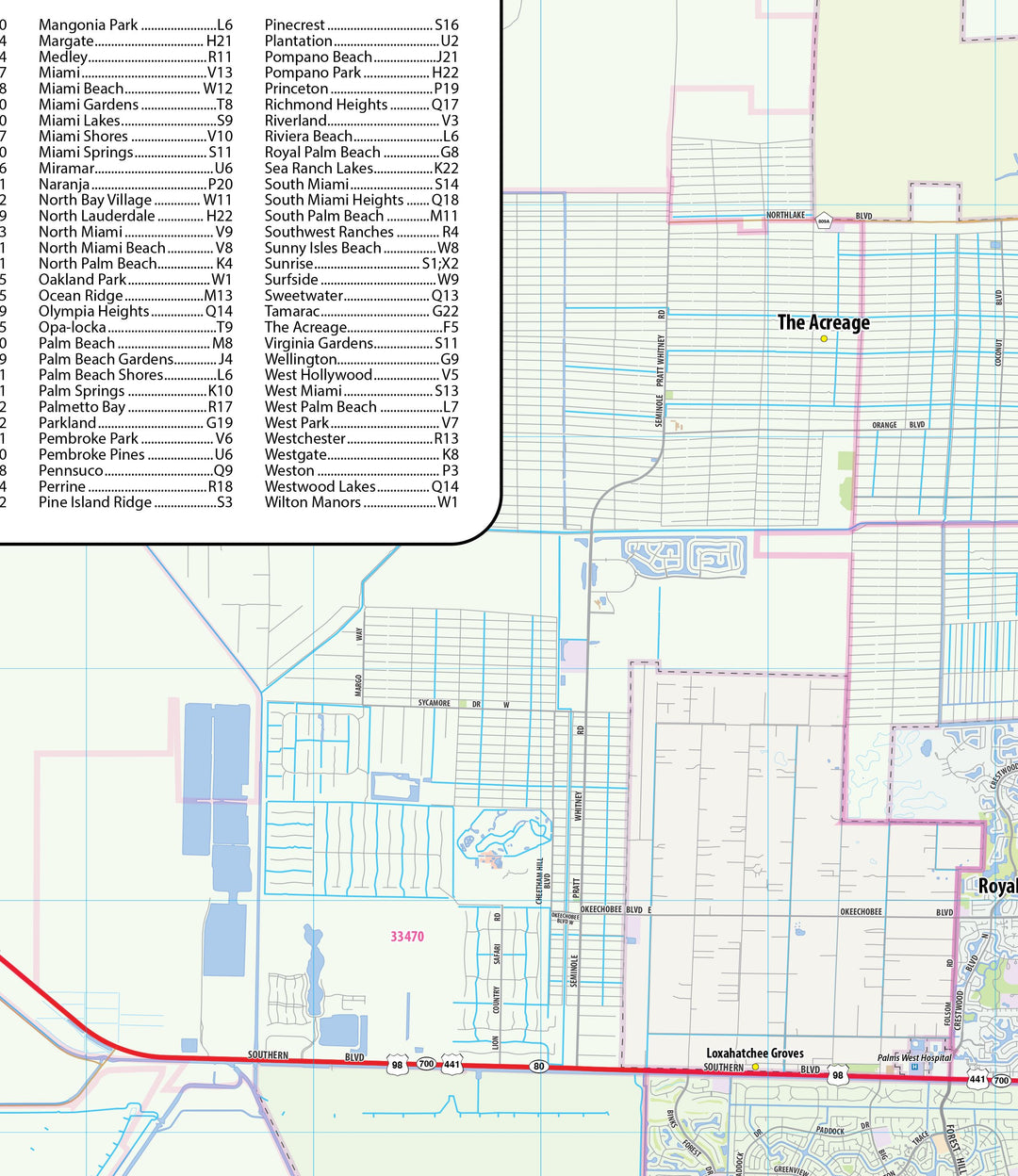 Miami and South Florida Metro Area Wall Map