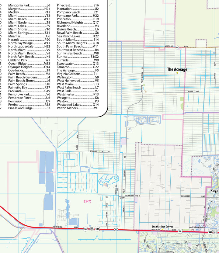Miami and South Florida Metro Area Wall Map
