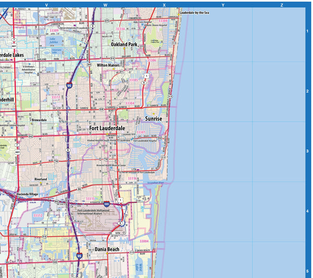 Miami and South Florida Metro Area Wall Map