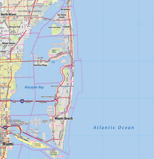 Miami and South Florida Metro Area Wall Map