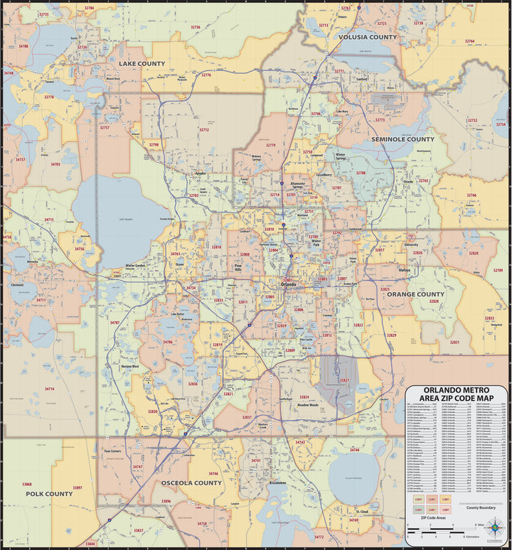 Orlando Area Zip Code Map – American Map Store