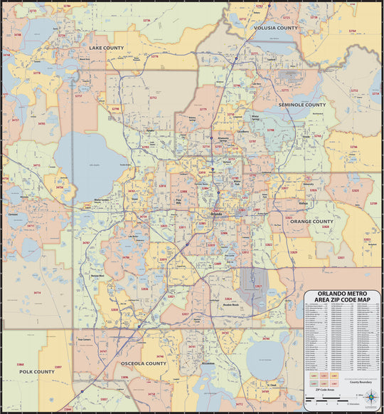 Orlando Area Zip Code Map – American Map Store