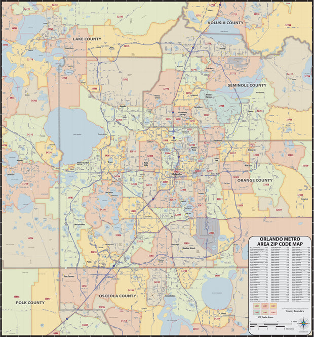 Orlando Area Zip Code Map