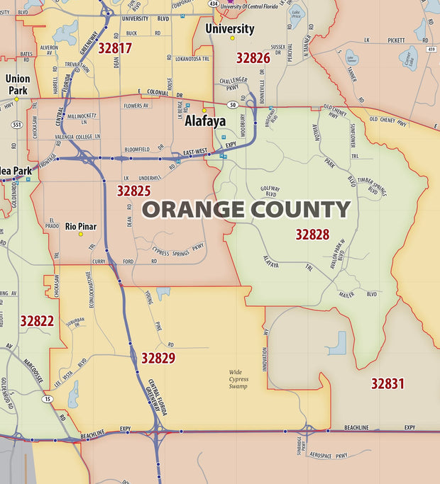 Orlando Area Zip Code Map – American Map Store