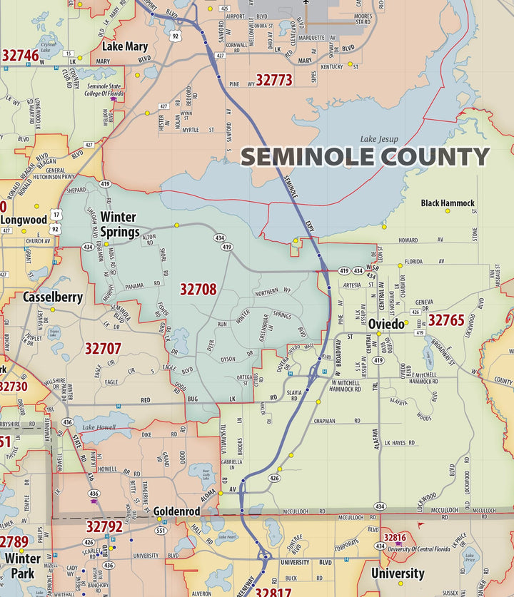 Orlando Area Zip Code Map