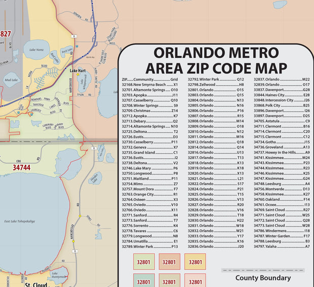 Orlando Area Zip Code Map