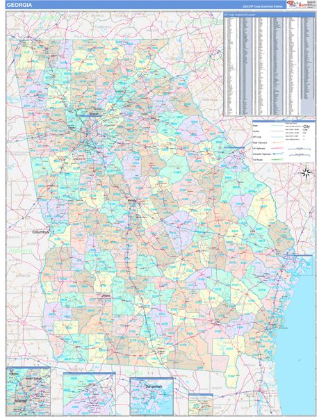 Color Cast Style Georgia Wall Map by Market Maps
