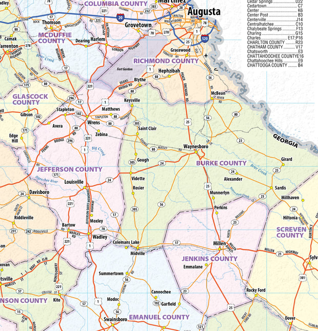 Georgia Wall Map by Topographics Maps