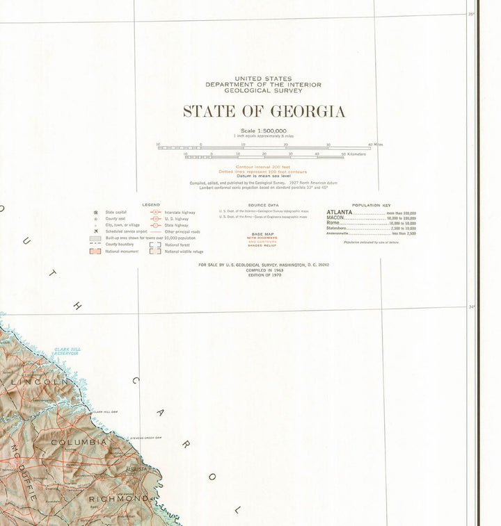 Georgia Shaded Relief Map by the USGS