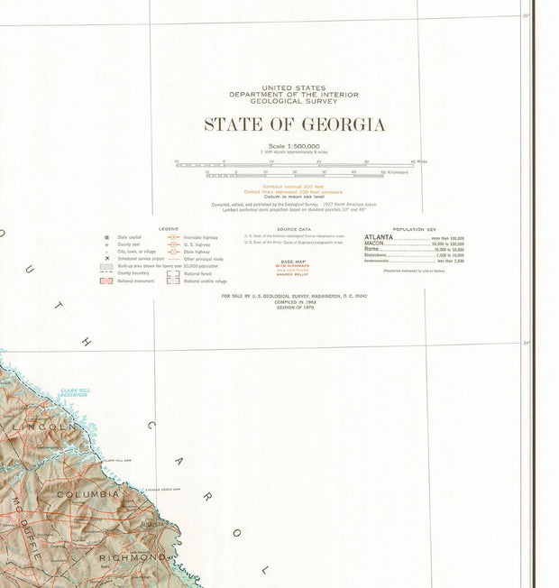 Georgia Shaded Relief Map by the USGS